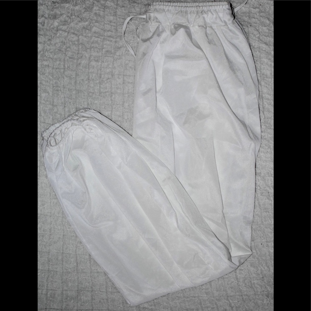 White Lightweight Puff Pants. Tight Ankle.